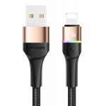 USAMS καλώδιο Lightning σε USB SJ534 με φωτισμό, 2.4A, 1.2m, χρυσό