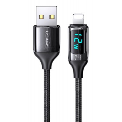 USAMS καλώδιο Lightning σε USB US-SJ543, 2.4A, 1.2m, μαύρο USAMS καλώδιο Lightning σε USB US-SJ543, 2.4A, 1.2m, μαύρο