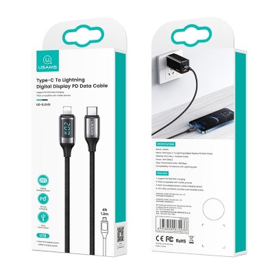 USAMS καλώδιο Lightning σε USB-C US-SJ545, 20W PD, 1.2m, ασημί USAMS καλώδιο Lightning σε USB-C US-SJ545, 20W PD, 1.2m, ασημί