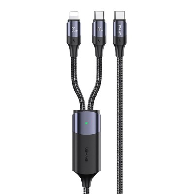 USAMS καλώδιο USB-C σε USB-C & Lightning US-SJ550, PD 100W, 1.2m, μαύρο USAMS καλώδιο USB-C σε USB-C & Lightning US-SJ550, PD 100W, 1.2m, μαύρο