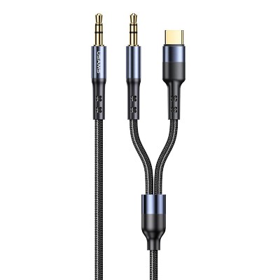 USAMS καλώδιο ήχου 3.5mm σε USB-C & 3.5mm US-SJ555, 1.2m, μαύρο USAMS καλώδιο ήχου 3.5mm σε USB-C & 3.5mm US-SJ555, 1.2m, μαύρο
