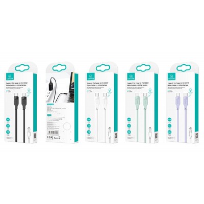 USAMS καλώδιο USB-C σε USB-C US-SJ567, 100W PD, 1.2m, μωβ USAMS καλώδιο USB-C σε USB-C US-SJ567, 100W PD, 1.2m, μωβ