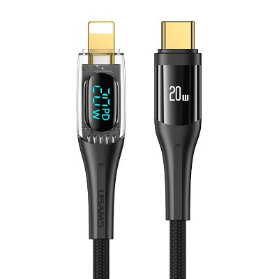 USAMS καλώδιο Lightning σε USB-C US-SJ588, 20W, 480Mbps, 1.2m, μαύρο USAMS καλώδιο Lightning σε USB-C US-SJ588, 20W, 480Mbps, 1.2m, μαύρο