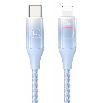 USAMS καλώδιο Lightning σε USB-C US-SJ638, 30W PD, 1.2m, μπλε USAMS καλώδιο Lightning σε USB-C US-SJ638, 30W PD, 1.2m, μπλε