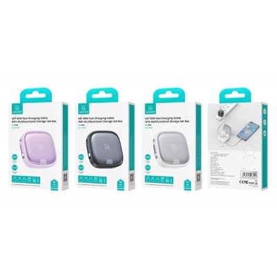 USAMS καλώδιο USB-C με 3x αντάπτορες & θήκη US-SJ650, 60W, 1m, μωβ USAMS καλώδιο USB-C με 3x αντάπτορες & θήκη US-SJ650, 60W, 1m, μωβ