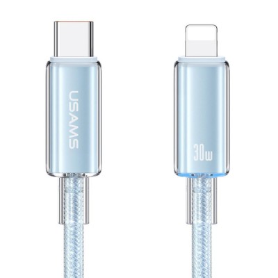 USAMS καλώδιο Lightning σε USB-C US-SJ659, 30W, 480Mbps, 1.2m, μπλε USAMS καλώδιο Lightning σε USB-C US-SJ659, 30W, 480Mbps, 1.2m, μπλε