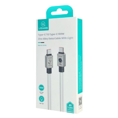 USAMS καλώδιο USB-C σε USB-C US-SJ684, 100W, 480Mbps, 1.2m, λευκό USAMS καλώδιο USB-C σε USB-C US-SJ684, 100W, 480Mbps, 1.2m, λευκό