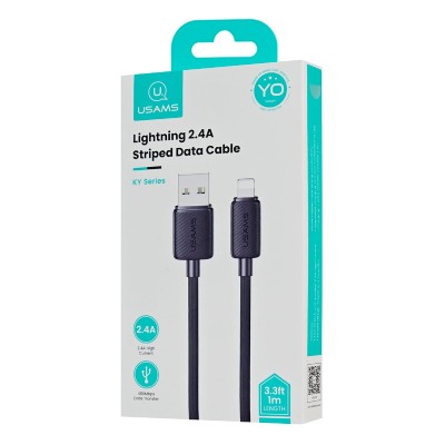 USAMS καλώδιο Lightning σε USB US-SJ689, 12W, 480Mbps, 1m, μαύρο USAMS καλώδιο Lightning σε USB US-SJ689, 12W, 480Mbps, 1m, μαύρο