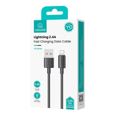 USAMS καλώδιο Lightning σε USB US-SJ709, 12W, 480Mbps, 1m, μαύρο USAMS καλώδιο Lightning σε USB US-SJ709, 12W, 480Mbps, 1m, μαύρο