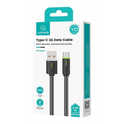 USAMS καλώδιο USB-C σε USB US-SJ732, 18W, 480Mbps, 1m, μαύρο USAMS καλώδιο USB-C σε USB US-SJ732, 18W, 480Mbps, 1m, μαύρο