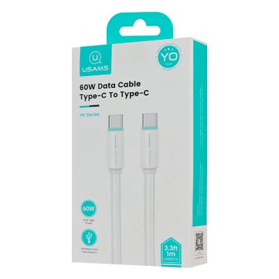 USAMS καλώδιο USB-C US-SJ734, 60W, 480Mbps, 1m, λευκό USAMS καλώδιο USB-C US-SJ734, 60W, 480Mbps, 1m, λευκό