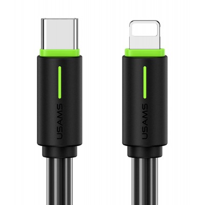 USAMS καλώδιο Lightning σε USB-C US-SJ735, 30W, 480Mbps, 1m, μαύρο USAMS καλώδιο Lightning σε USB-C US-SJ735, 30W, 480Mbps, 1m, μαύρο