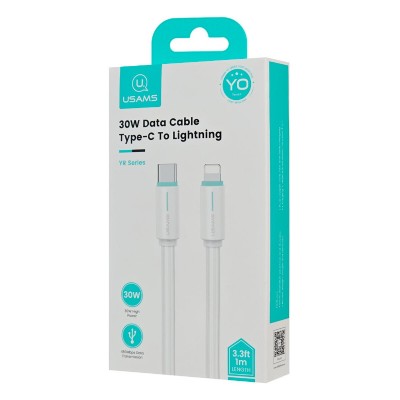 USAMS καλώδιο Lightning σε USB-C US-SJ735, 30W, 480Mbps, 1m, λευκό USAMS καλώδιο Lightning σε USB-C US-SJ735, 30W, 480Mbps, 1m, λευκό
