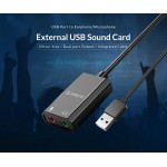 ORICO USB κάρτα ήχου SKT2, USB2.0, 2x 3.5mm, μαύρο