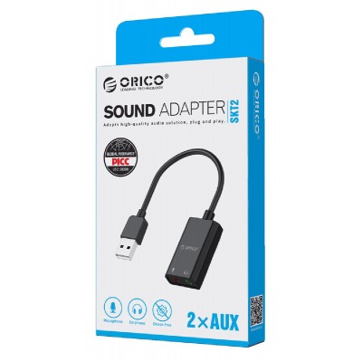 ORICO USB κάρτα ήχου SKT2, USB2.0, 2x 3.5mm, μαύρο ORICO USB κάρτα ήχου SKT2, USB2.0, 2x 3.5mm, μαύρο
