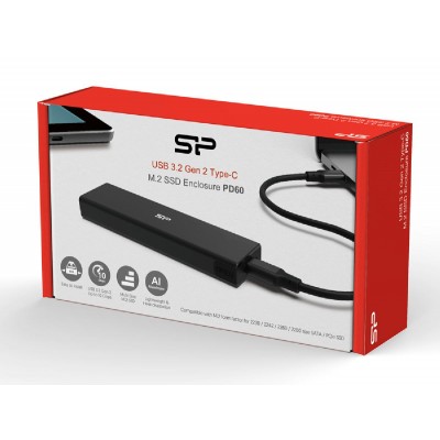 SILICON POWER θήκη για M.2 PCIe NVMe/SATA SSD PD60, tool free, 10Gbps, μαύρη SILICON POWER θήκη για M.2 PCIe NVMe/SATA SSD PD60, tool free, 10Gbps, μαύρη