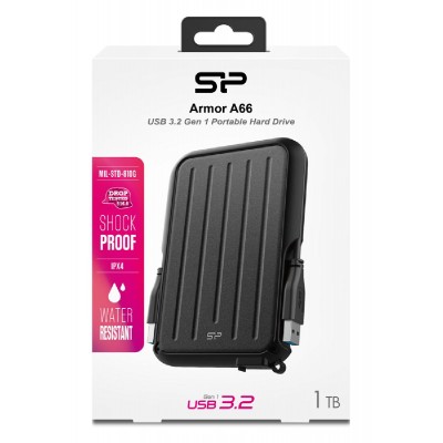 SILICON POWER εξωτερικός HDD Armor A66, 1TB, USB 3.2, μαύρος SILICON POWER εξωτερικός HDD Armor A66, 1TB, USB 3.2, μαύρος