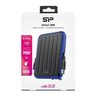 SILICON POWER εξωτερικός HDD Armor A66, 2TB, USB 3.2, μπλε SILICON POWER εξωτερικός HDD Armor A66, 2TB, USB 3.2, μπλε