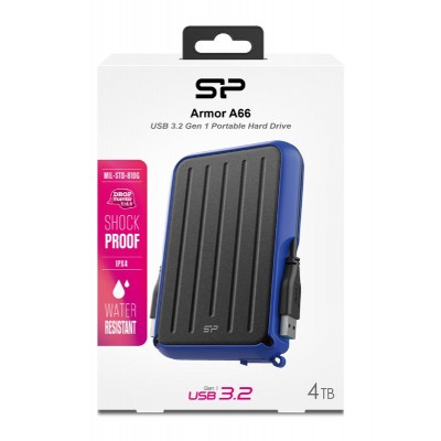 SILICON POWER εξωτερικός HDD Armor A66, 4TB, USB 3.2, μπλε SILICON POWER εξωτερικός HDD Armor A66, 4TB, USB 3.2, μπλε