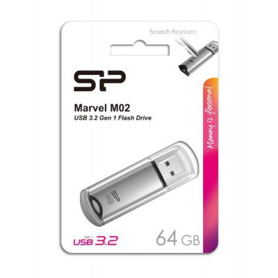 SILICON POWER USB Flash Drive Marvel M02, 64GB, USB 3.2, γκρι SILICON POWER USB Flash Drive Marvel M02, 64GB, USB 3.2, γκρι