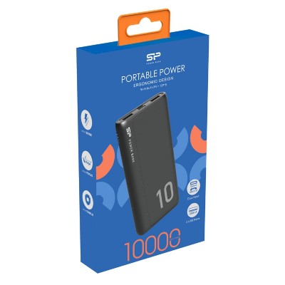 SILICON POWER power bank GP15, 10000mAh, 2x USB output, 2.1A, μαύρο SILICON POWER power bank GP15, 10000mAh, 2x USB output, 2.1A, μαύρο