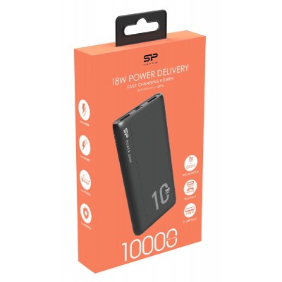 SILICON POWER power bank QP15, 10000mAh, 2x USB & USB Type-C, 3A, μαύρο SILICON POWER power bank QP15, 10000mAh, 2x USB & USB Type-C, 3A, μαύρο