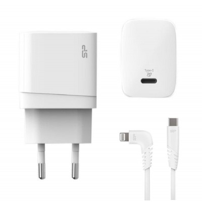 SILICON POWER φορτιστής τοίχου QM10 με καλώδιο, USB-C, 18W, MFi, λευκός SILICON POWER φορτιστής τοίχου QM10 με καλώδιο, USB-C, 18W, MFi, λευκός