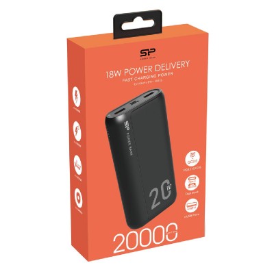 SILICON POWER power bank QS15, 20000mAh, 2x USB & USB Type-C, 3A, μαύρο SILICON POWER power bank QS15, 20000mAh, 2x USB & USB Type-C, 3A, μαύρο