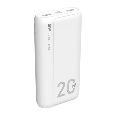 SILICON POWER power bank QS15, 20000mAh, 2x USB & USB Type-C, 18W, λευκό SILICON POWER power bank QS15, 20000mAh, 2x USB & USB Type-C, 18W, λευκό