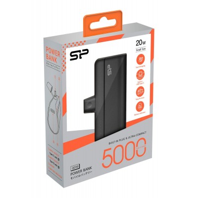SILICON POWER power bank QD50, USB-C, 5000mAh, 20W PD, μαύρο SILICON POWER power bank QD50, USB-C, 5000mAh, 20W PD, μαύρο