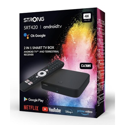 STRONG TV Box SRT420 με ψηφιακό δέκτη DVB-T2, Google/Netflix πιστοποίηση, 4K, WiFi, Android 11 STRONG TV Box SRT420 με ψηφιακό δέκτη DVB-T2, Google/Netflix πιστοποίηση, 4K, WiFi, Android 11