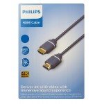 PHILIPS καλώδιο HDMI 2.0 SWV5630G, 4K 3D, copper, γκρι, 3m