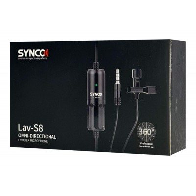 SYNCO μικρόφωνο Lav-S8 με clip-on, omnidirectional, 3.5mm, 8m, μαύρο SYNCO μικρόφωνο Lav-S8 με clip-on, omnidirectional, 3.5mm, 8m, μαύρο