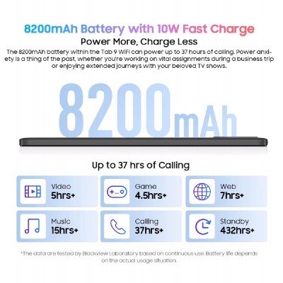 BLACKVIEW tablet Tab 9 WiFi, 11", 6/256GB, Android 14, 8200mAh, γκρι BLACKVIEW tablet Tab 9 WiFi, 11", 6/256GB, Android 14, 8200mAh, γκρι