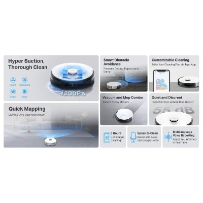 TP-LINK ρομποτική σκούπα Tapo RV30, LiDAR & Gyro, 4200Pa, Ver 1.2 TP-LINK ρομποτική σκούπα Tapo RV30, LiDAR & Gyro, 4200Pa, Ver 1.2