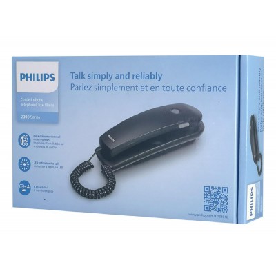 PHILIPS ενσύρματο τηλέφωνο TD2801B/00, επιτραπέζιο ή επιτοίχιο, μαύρο PHILIPS ενσύρματο τηλέφωνο TD2801B/00, επιτραπέζιο ή επιτοίχιο, μαύρο