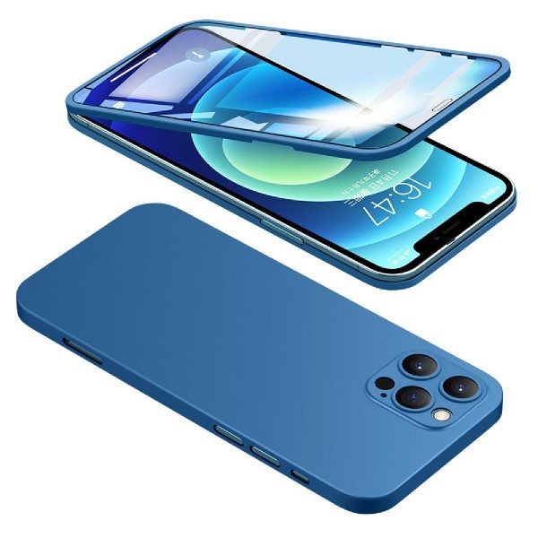 POWERTECH θήκη & tempered glass 2.5D TGC-0006, iPhone 12 Pro Max, μπλε POWERTECH θήκη & tempered glass 2.5D TGC-0006, iPhone 12 Pro Max, μπλε