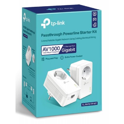 TP-LINK Powerline kit TL-PA7017P, Passthrough, AV100 Gigabit, Ver. 4.0 TP-LINK Powerline kit TL-PA7017P, Passthrough, AV100 Gigabit, Ver. 4.0