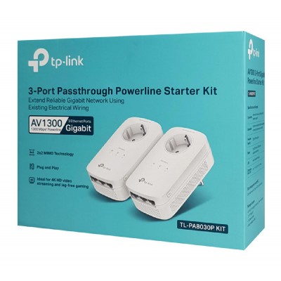 TP-LINK powerline TL-PA8030P kit passthrough, AV1300 3x Gigabit, Ver 3.0 TP-LINK powerline TL-PA8030P kit passthrough, AV1300 3x Gigabit, Ver 3.0
