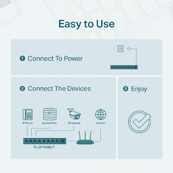 TP-LINK desktop switch TL-SF1008LP, 8-Port 10/100Mbps, 4x PoE, Ver. 2.0 TP-LINK desktop switch TL-SF1008LP, 8-Port 10/100Mbps, 4x PoE, Ver. 2.0