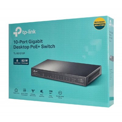 TP-LINK desktop switch TL-SG1210P, 10-Port Gigabit, 8x PoE+, Ver. 3.0 TP-LINK desktop switch TL-SG1210P, 10-Port Gigabit, 8x PoE+, Ver. 3.0