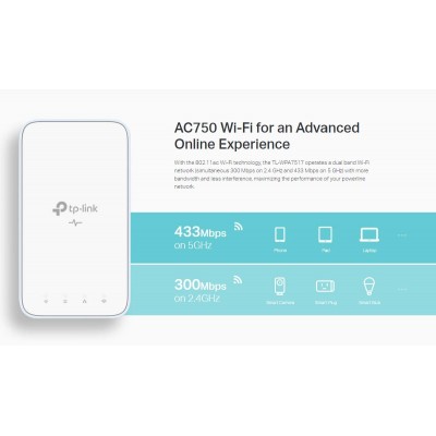 TP-LINK Powerline ac Wi-Fi Kit TL-WPA7517, AV1000 Gigabit, Ver. 1.0 TP-LINK Powerline ac Wi-Fi Kit TL-WPA7517, AV1000 Gigabit, Ver. 1.0