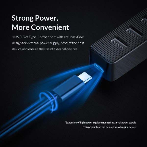 ORICO USB Hub TWC3-7A, 1x USB Type-C, 7x USB ports, μαύρο