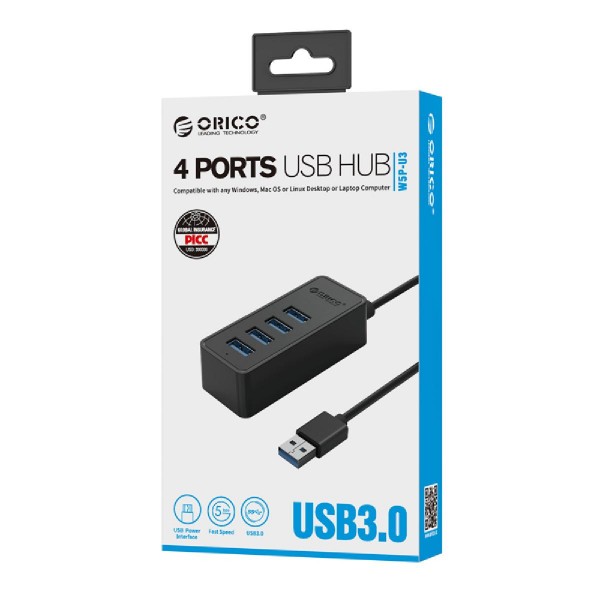 ORICO USB hub W5P-U3, 4x USB θύρες, 5Gbps, μαύρο