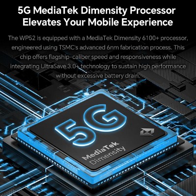 OUKITEL smartphone WP52, 6.6", 4/256GB, 5G, IP68/IP69K, 6500mAh, μαύρο OUKITEL smartphone WP52, 6.6", 4/256GB, 5G, IP68/IP69K, 6500mAh, μαύρο