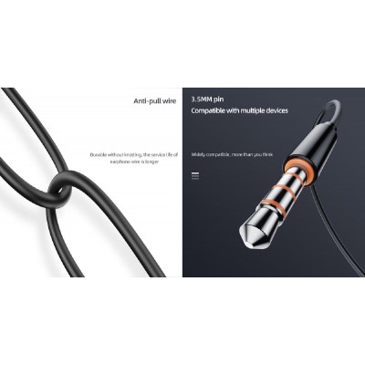 YISON earphones με μικρόφωνο X2, 3.5mm, 1.36m, μαύρα YISON earphones με μικρόφωνο X2, 3.5mm, 1.36m, μαύρα