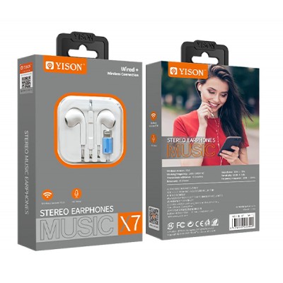 YISON earphones με μικρόφωνο X7, Lightning, 1.2m, λευκά YISON earphones με μικρόφωνο X7, Lightning, 1.2m, λευκά