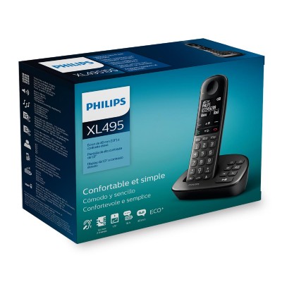 PHILIPS ασύρματο τηλέφωνο XL4951DS/34 ελληνικό μενού, τηλεφωνητής, μαύρο PHILIPS ασύρματο τηλέφωνο XL4951DS/34 ελληνικό μενού, τηλεφωνητής, μαύρο