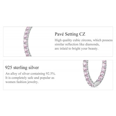 BAMOER σκουλαρίκια κρίκος YIE138-PK με κυβική ζιρκόνια, ασήμι 925, ασημί BAMOER σκουλαρίκια κρίκος YIE138-PK με κυβική ζιρκόνια, ασήμι 925, ασημί