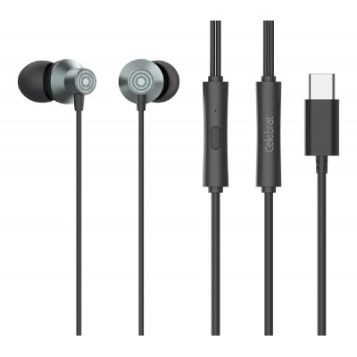 CELEBRAT earphones με μικρόφωνο D15, USB-C, 1.2m, μαύρα CELEBRAT earphones με μικρόφωνο D15, USB-C, 1.2m, μαύρα